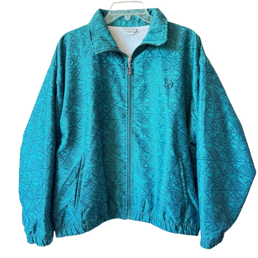 Vintage Sergio Tacchini Green Teal Track Jacket Womens Size 8 EUC Full Zip